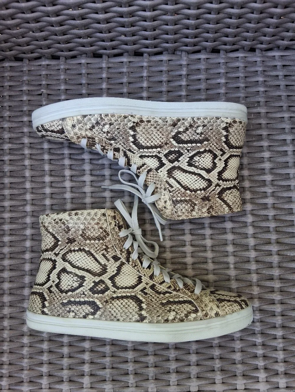 Freda Salvador High-Top Snake Print Sneakers - Neutral